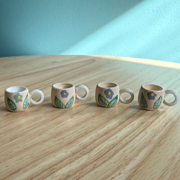 Vintage Miniature Tea Set Garden Pink Floral Bee Midwest Imports of Canon Falls - Picture 8 of 16